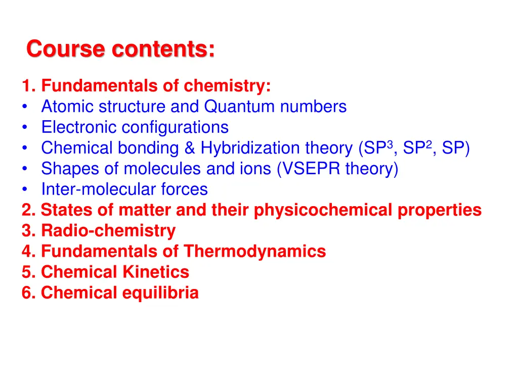 course contents