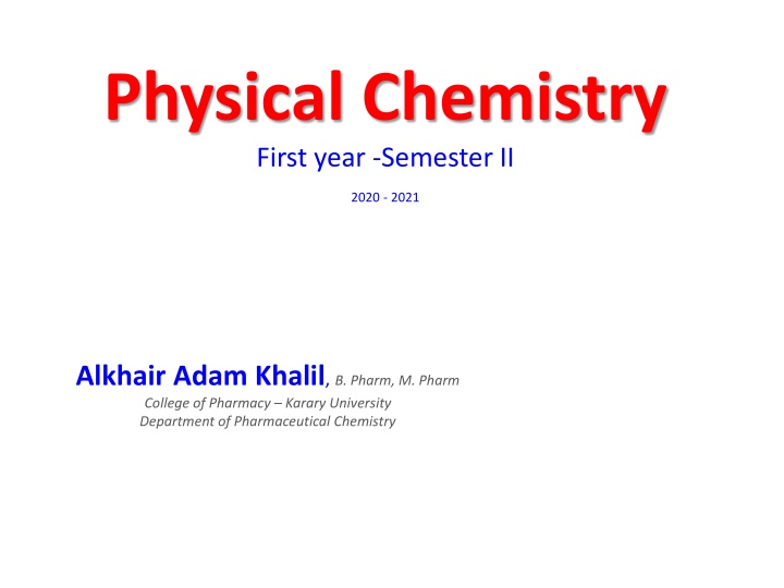 physical chemistry first year semester ii