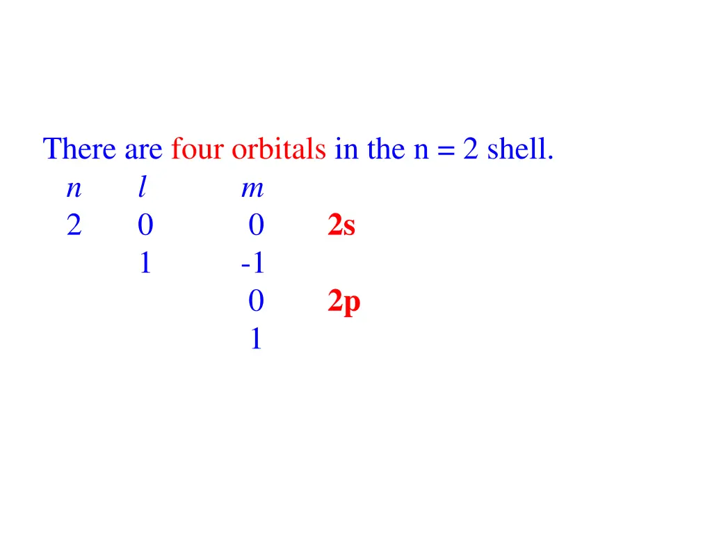 there are four orbitals in the n 2 shell