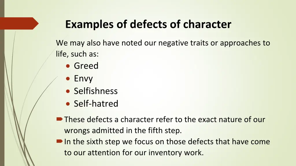 examples of defects of character 2