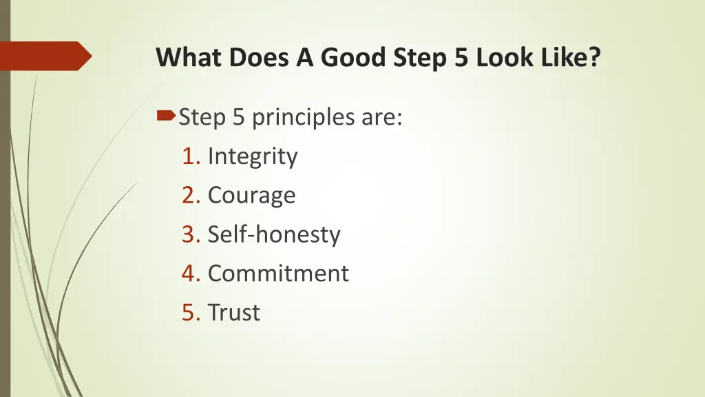 what does a good step 5 look like