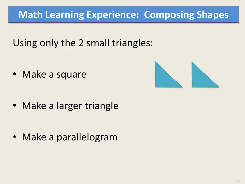 math learning experience composing shapes