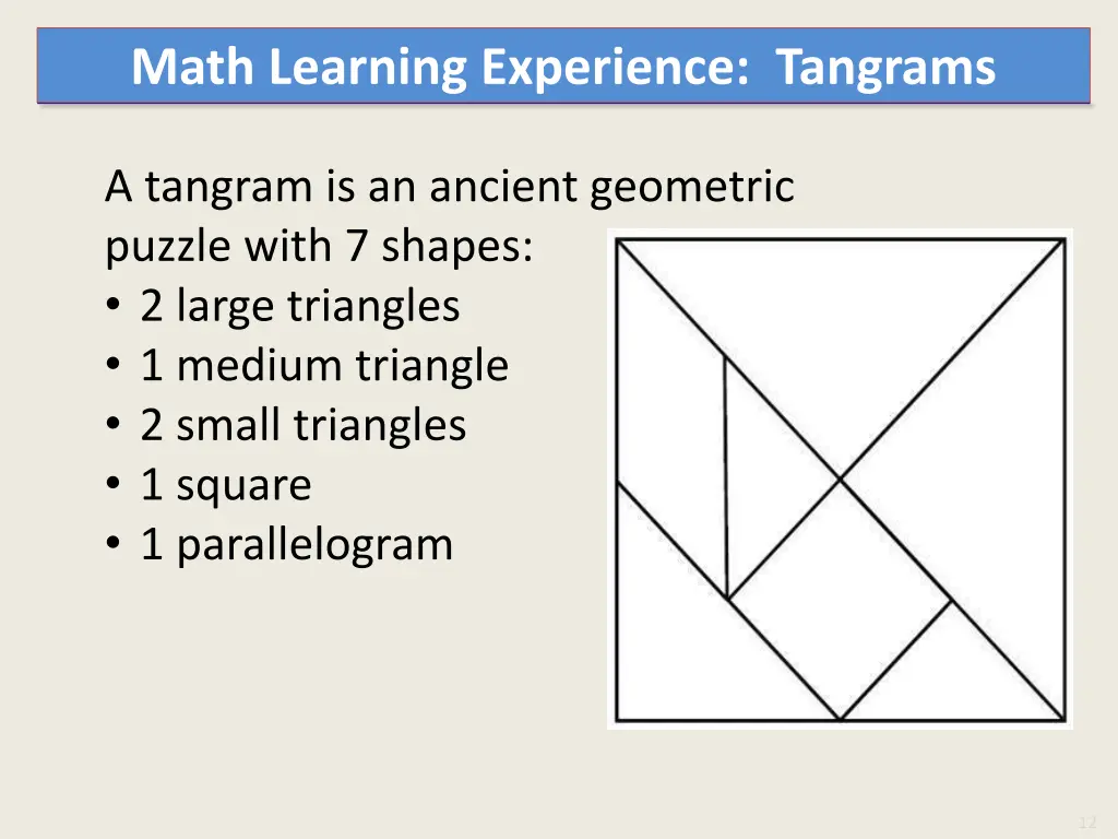 math learning experience tangrams
