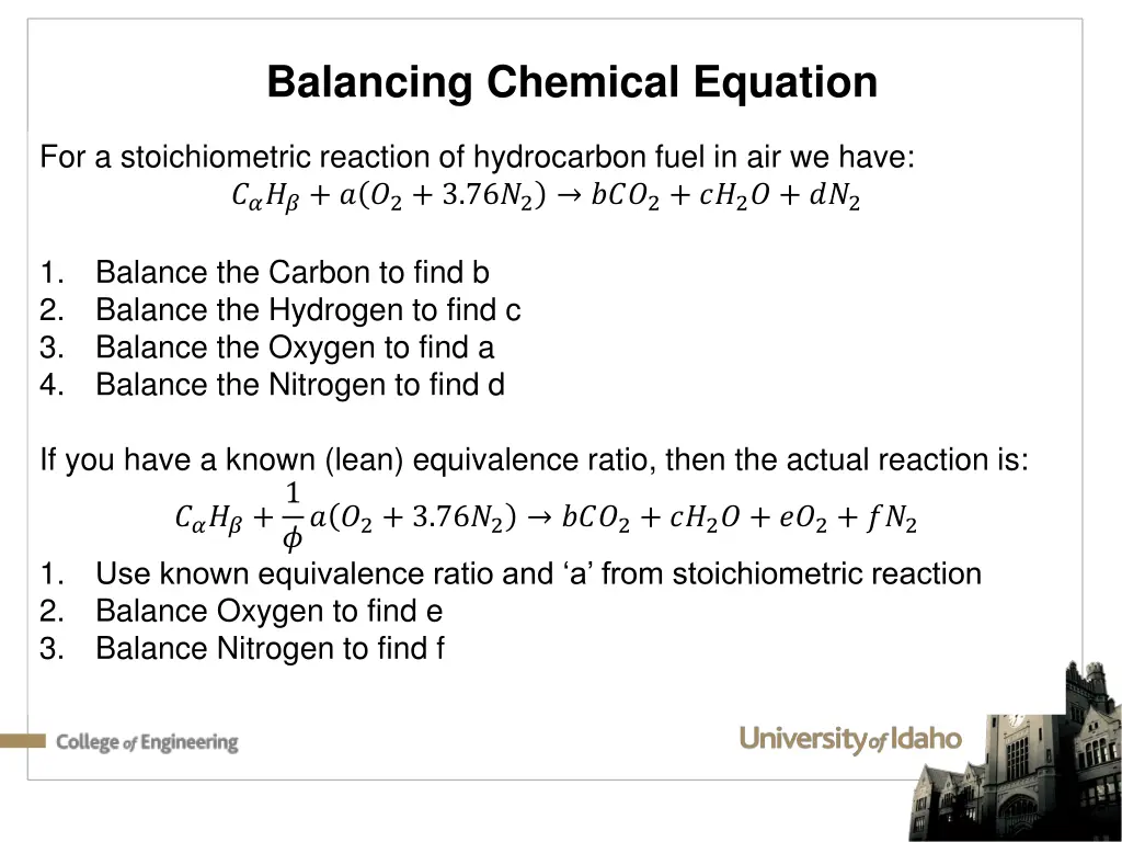 balancing chemical equation