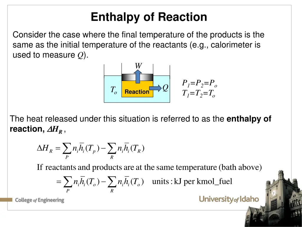 enthalpy of reaction