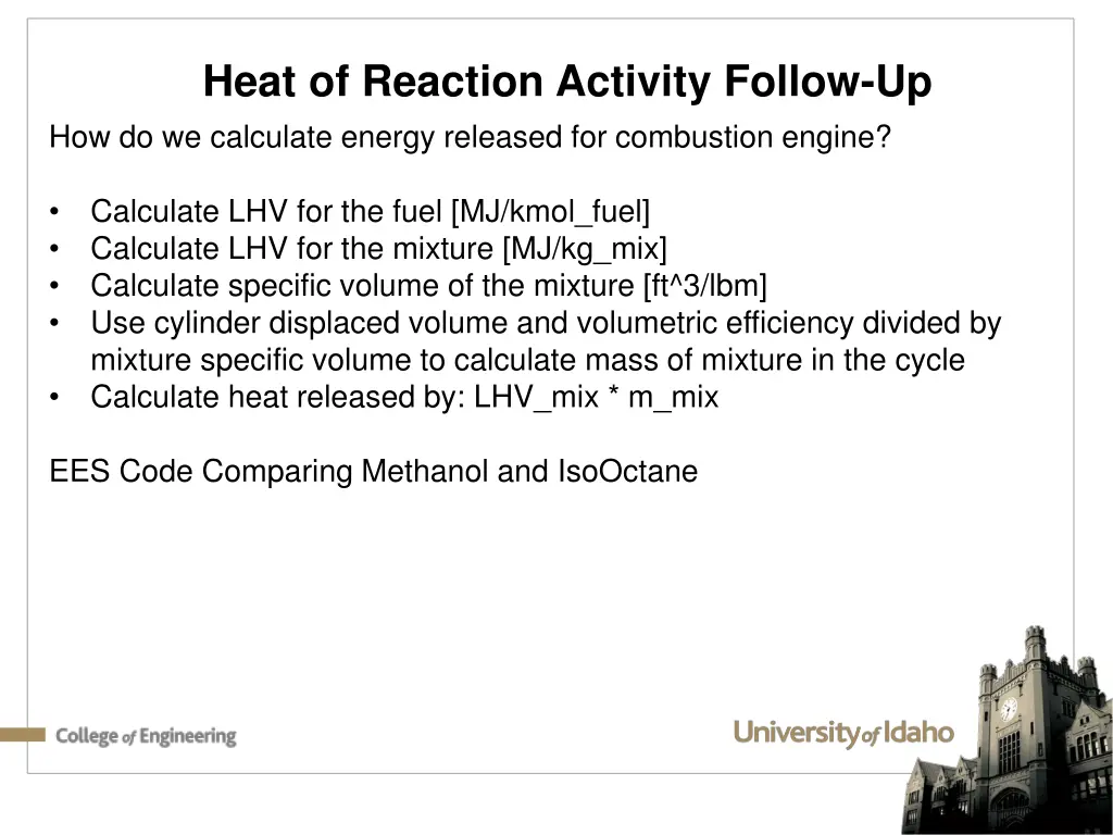 heat of reaction activity follow