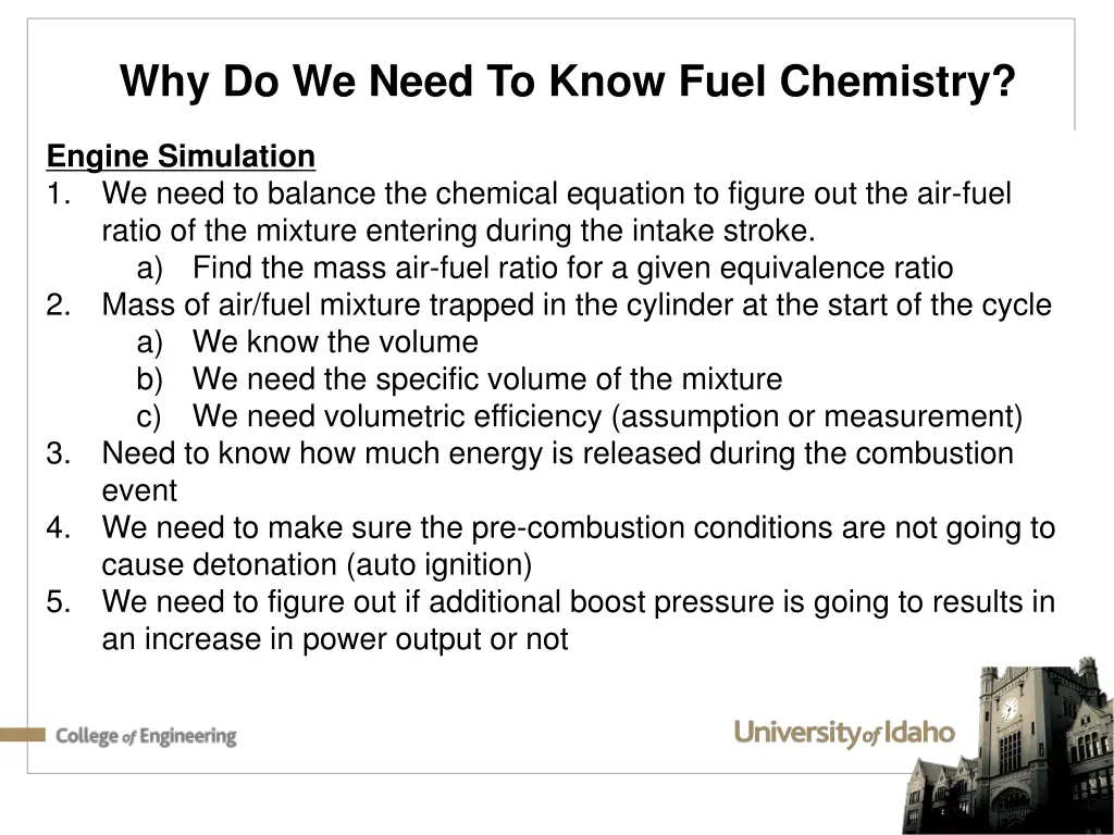 why do we need to know fuel chemistry