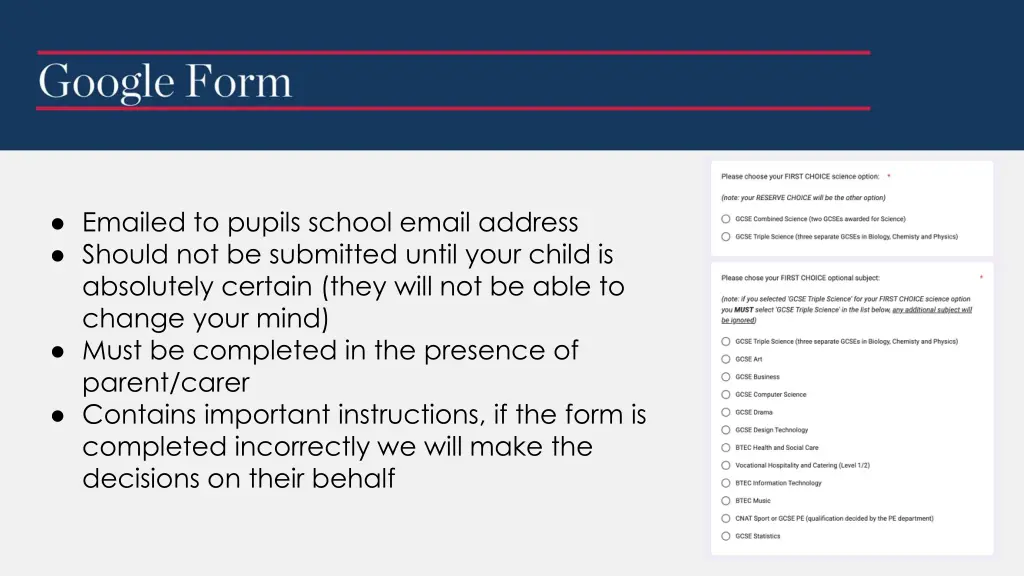 emailed to pupils school email address should