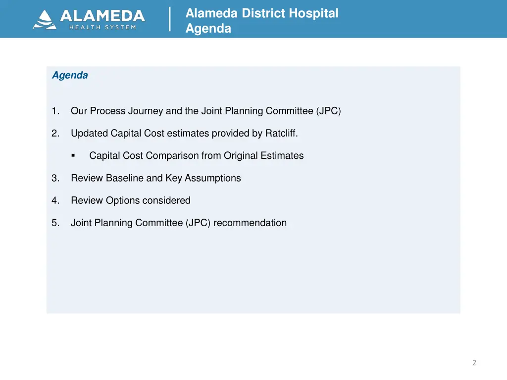 alameda district hospital agenda