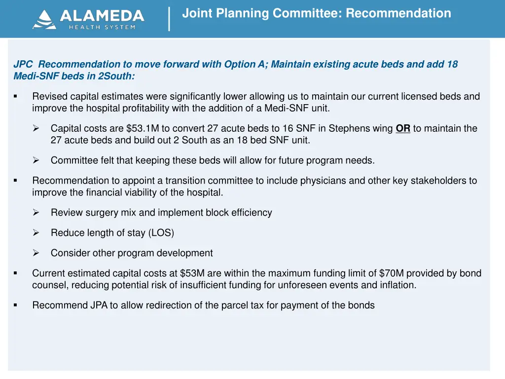 joint planning committee recommendation