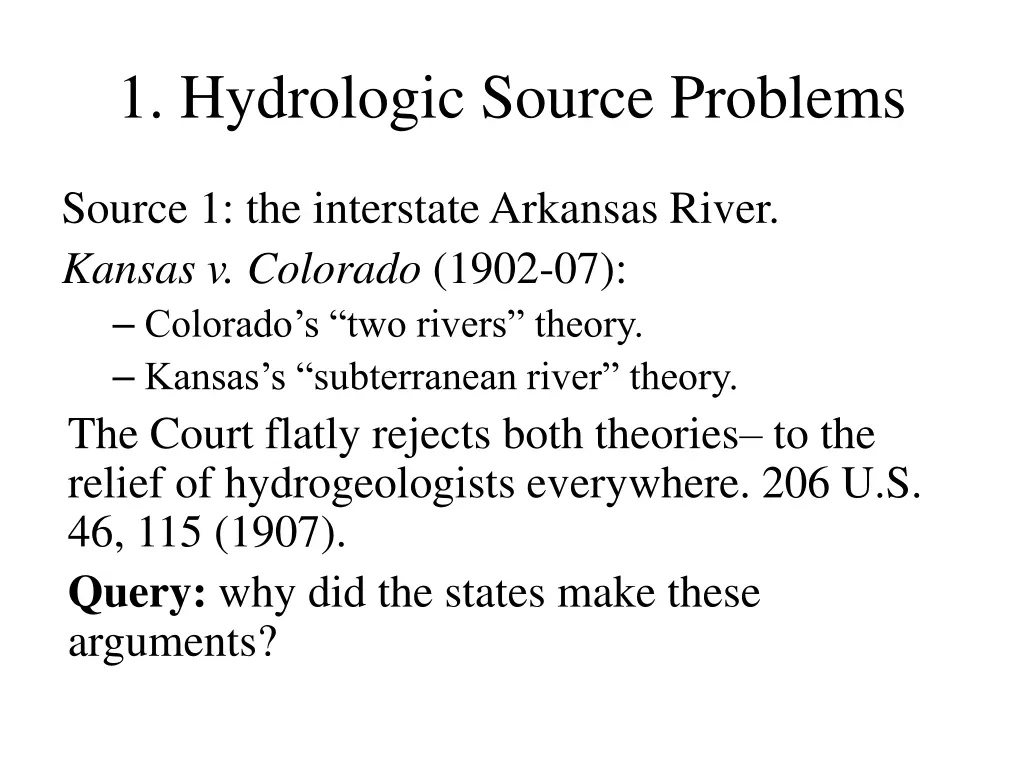1 hydrologic source problems
