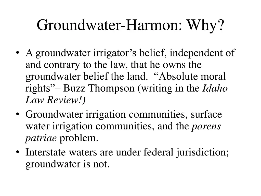 groundwater harmon why