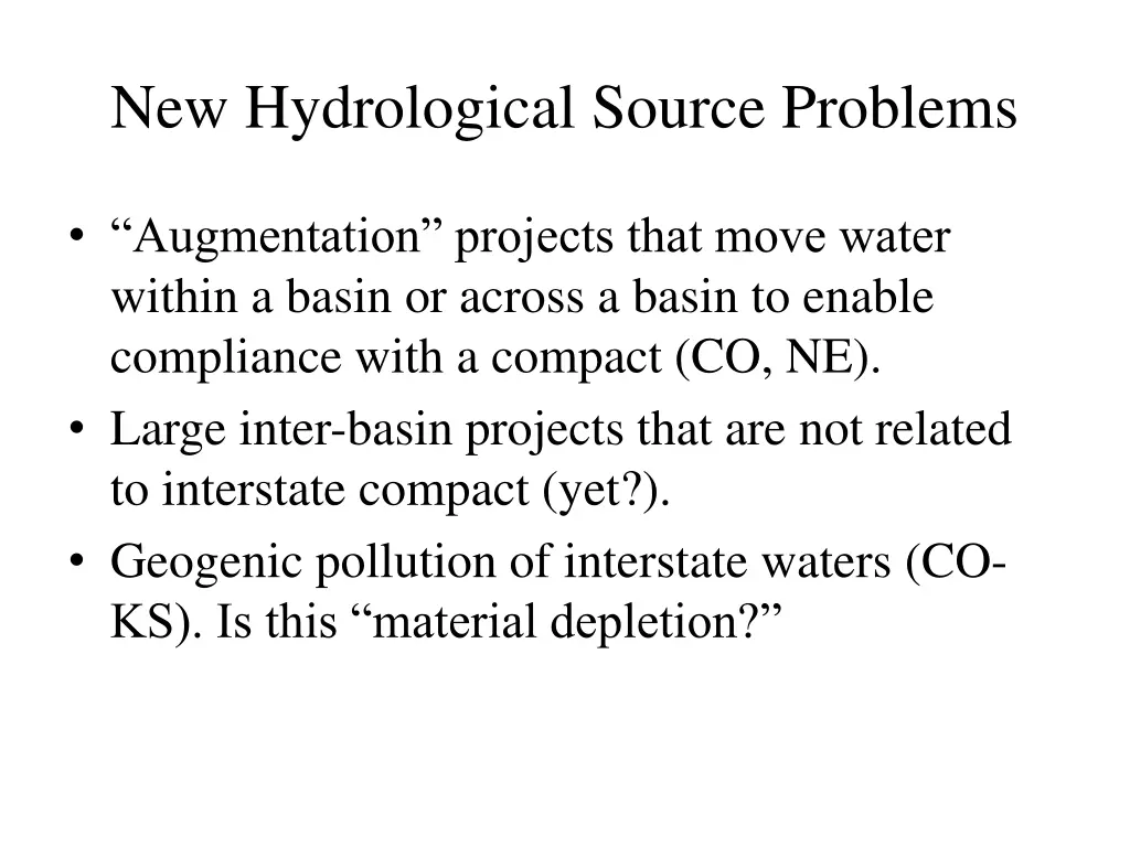 new hydrological source problems