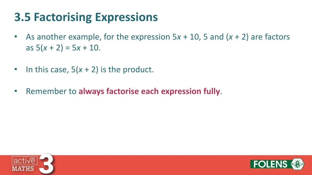 3 5 factorising expressions 1