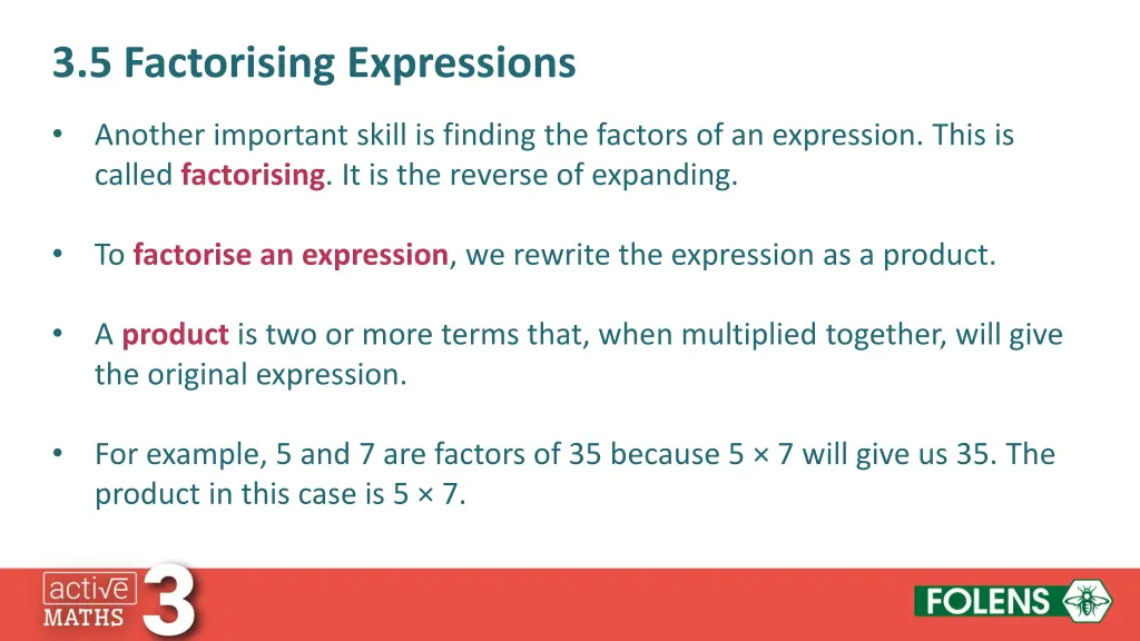 3 5 factorising expressions