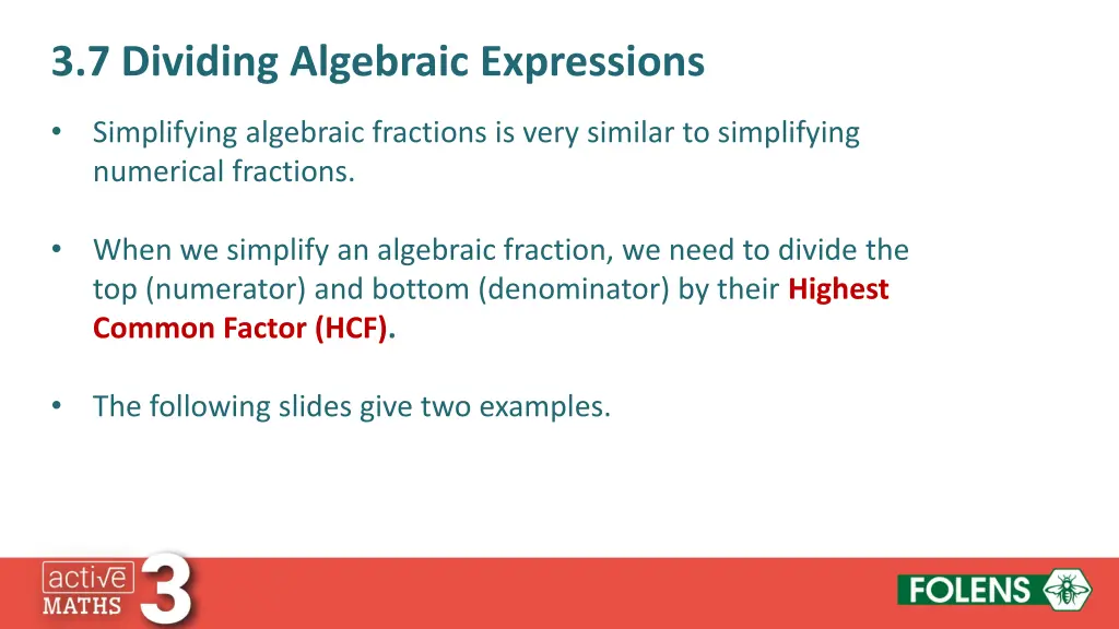 3 7 dividing algebraic expressions