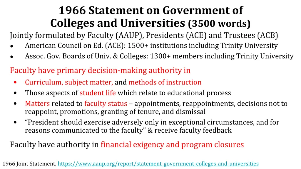 1966 statement on government of colleges