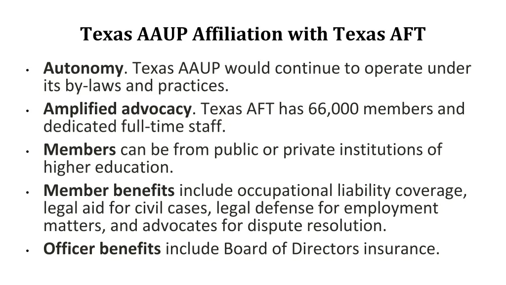 texas aaup affiliation with texas aft