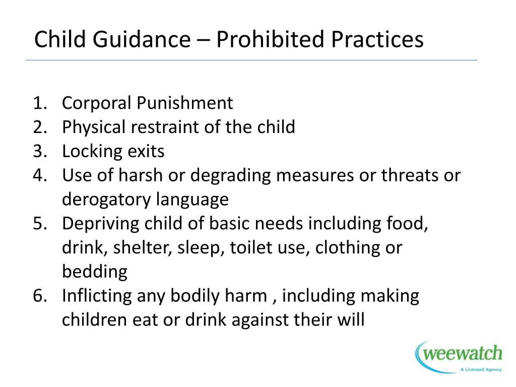 child guidance prohibited practices