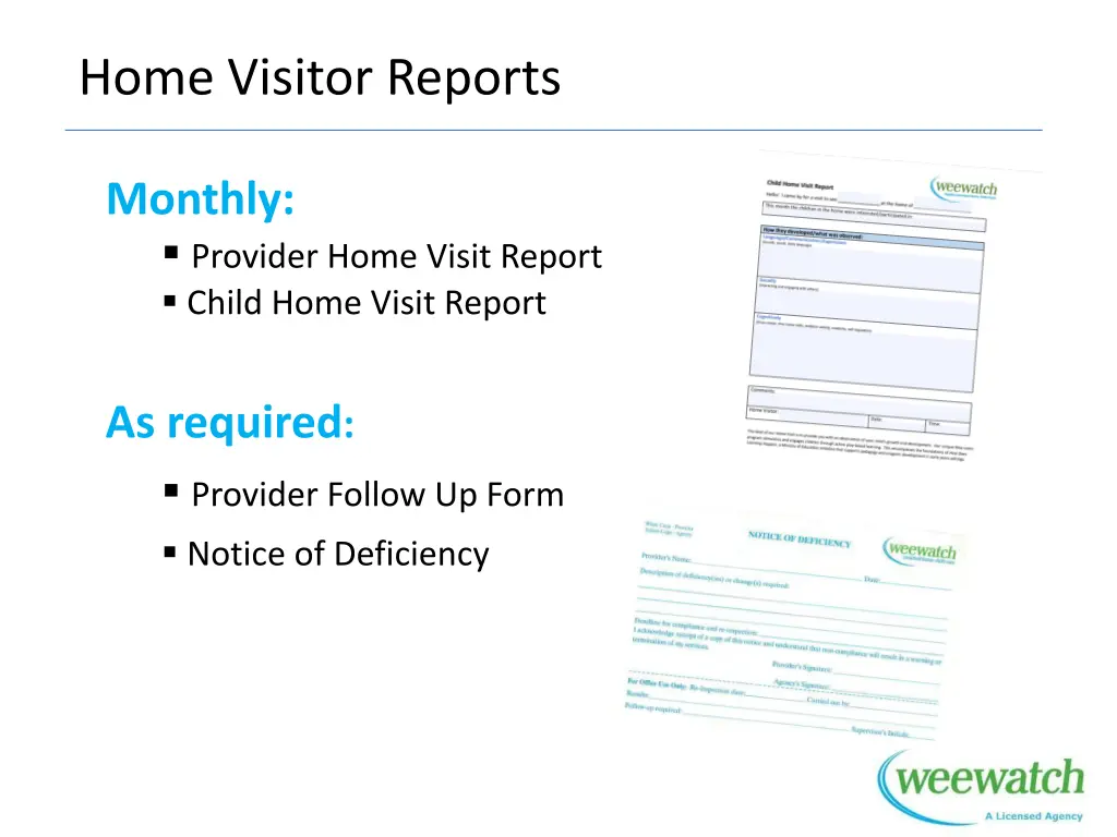 home visitor reports