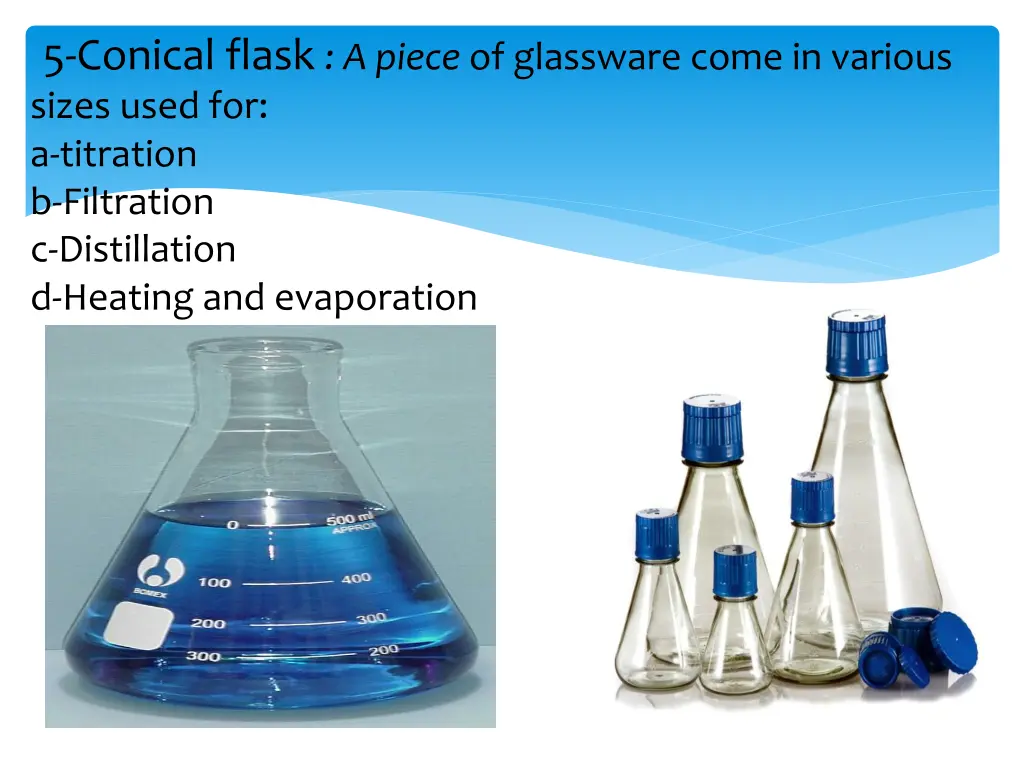 5 conical flask a piece of glassware come