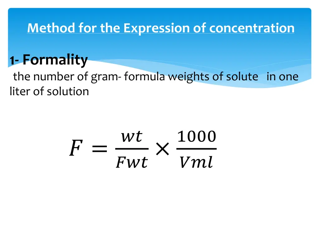 method for the expression of concentration