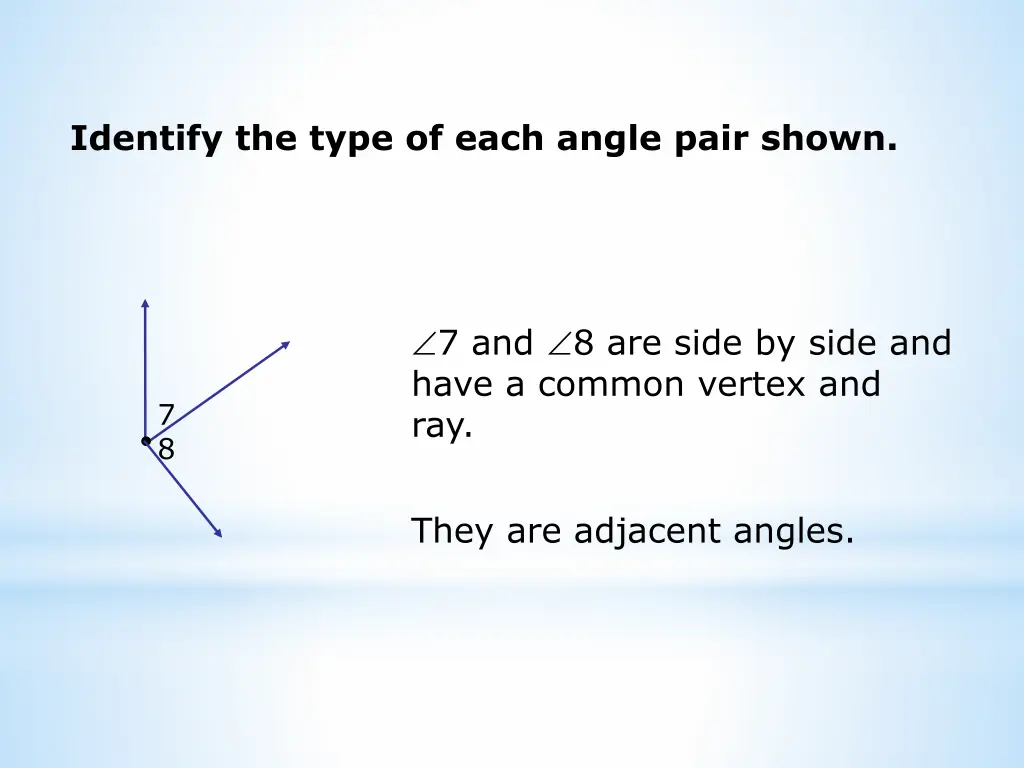 identify the type of each angle pair shown 1