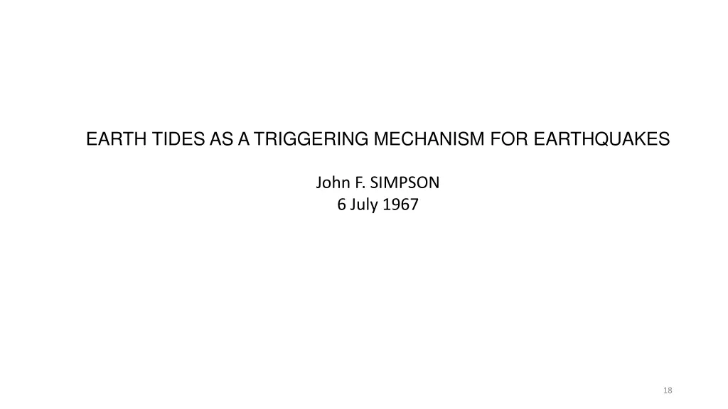 earth tides as a triggering mechanism 1