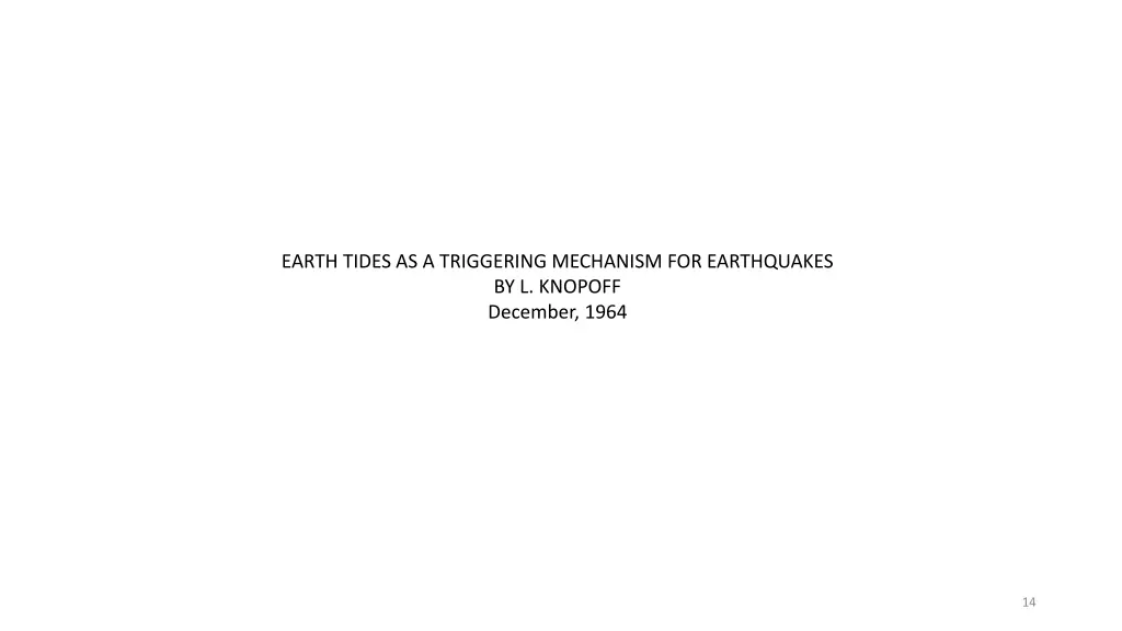 earth tides as a triggering mechanism