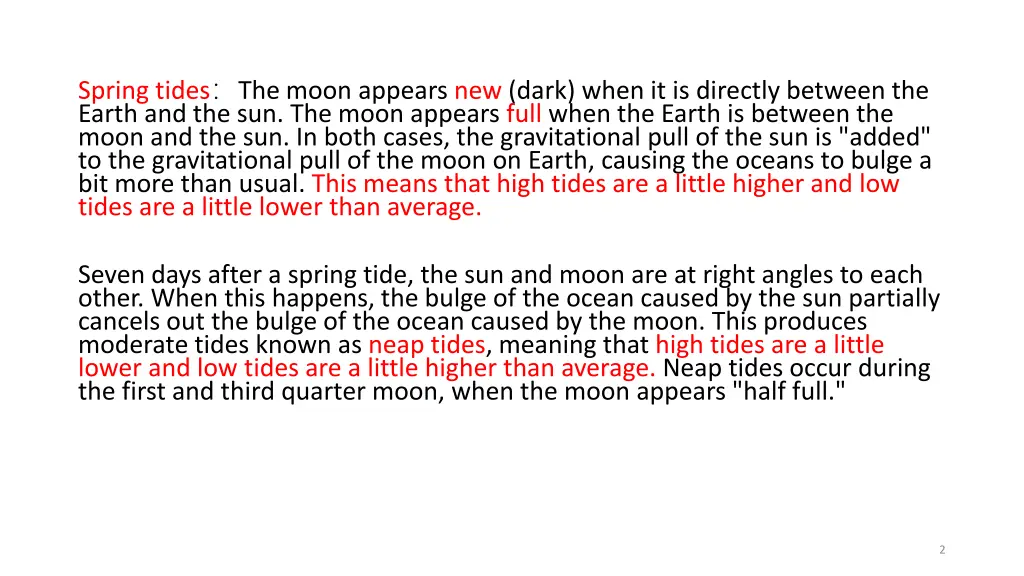 spring tides the moon appears new dark when