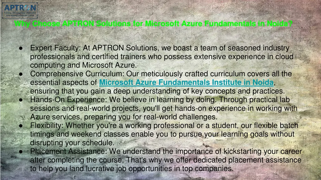 why choose aptron solutions for microsoft azure