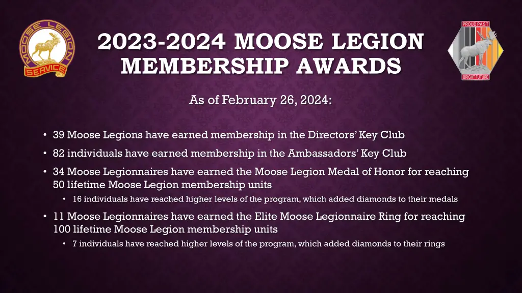 2023 2024 moose legion membership awards