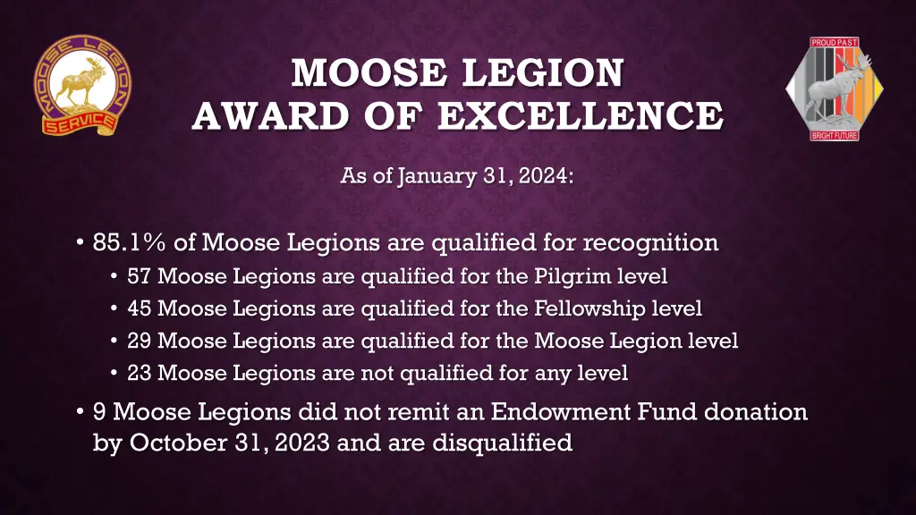 moose legion award of excellence