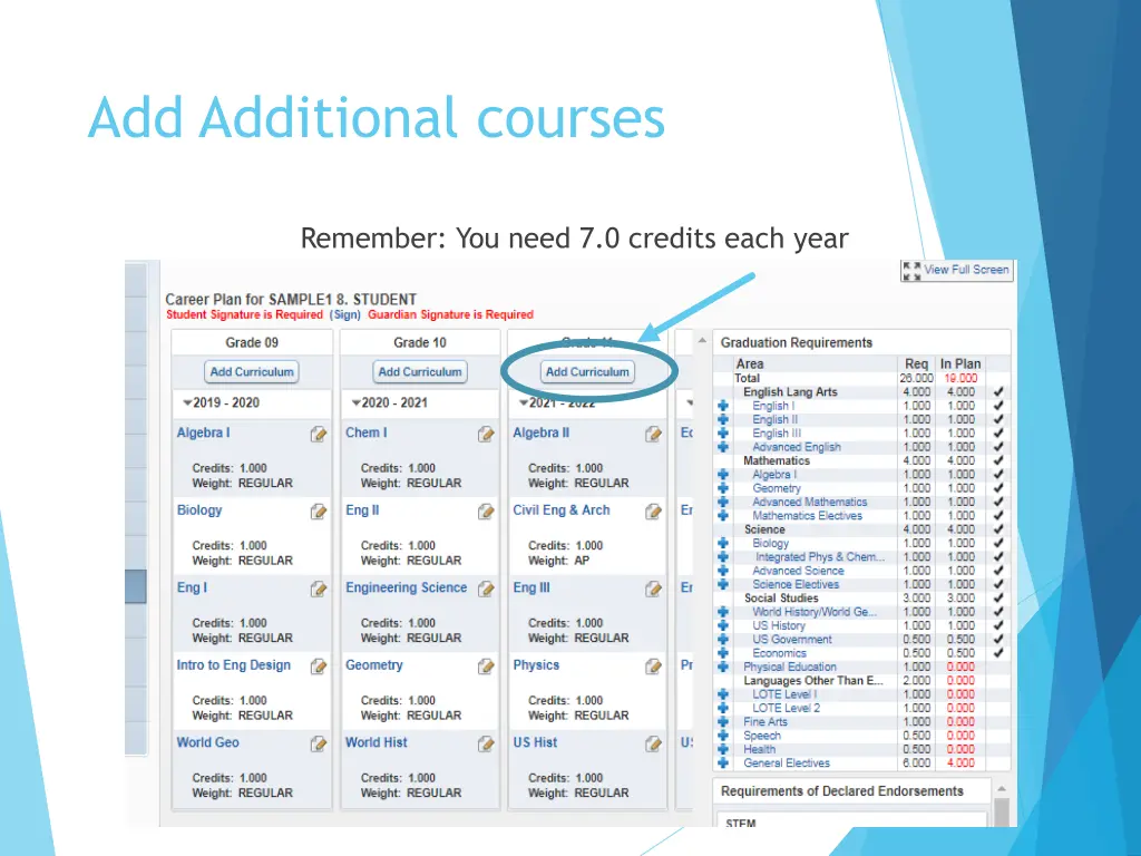 add additional courses