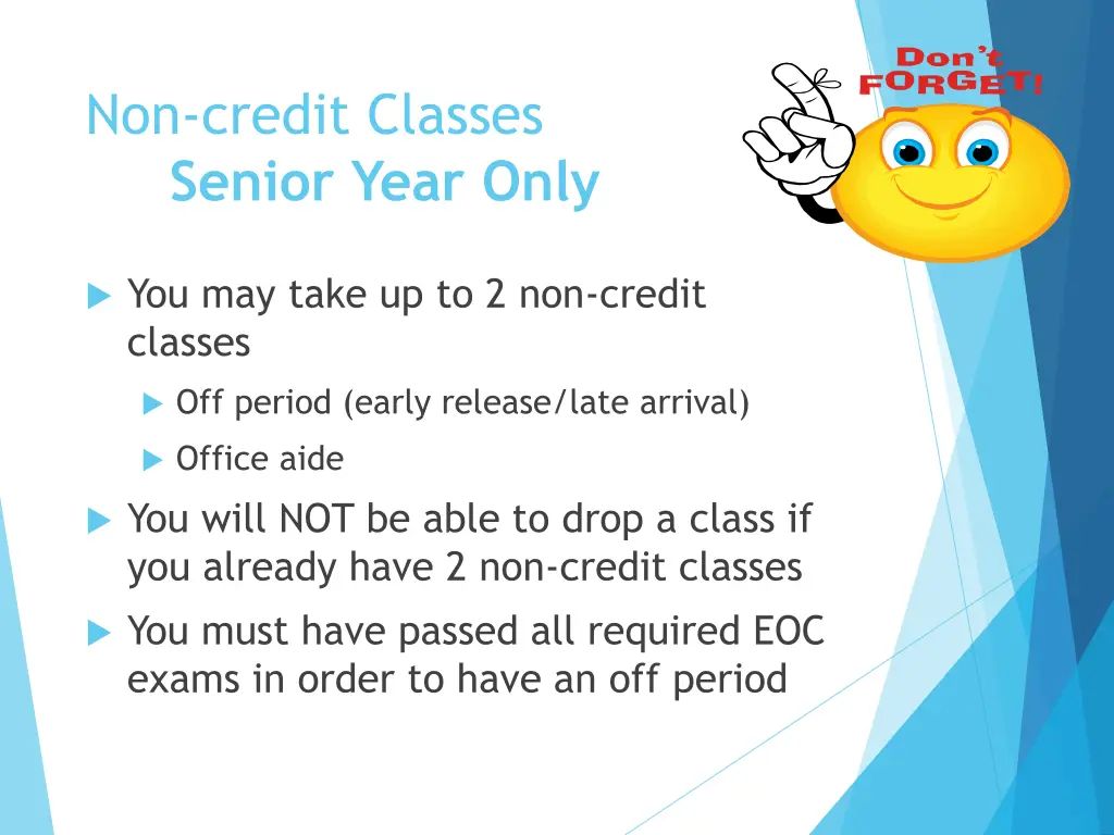 non credit classes senior year only