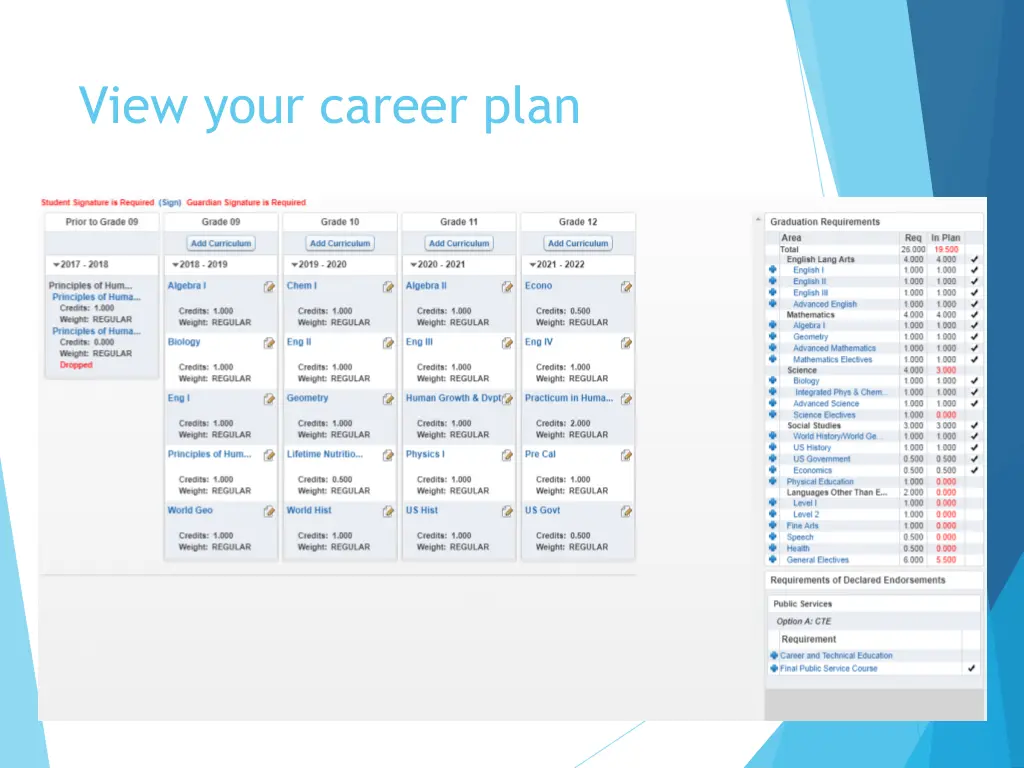 view your career plan