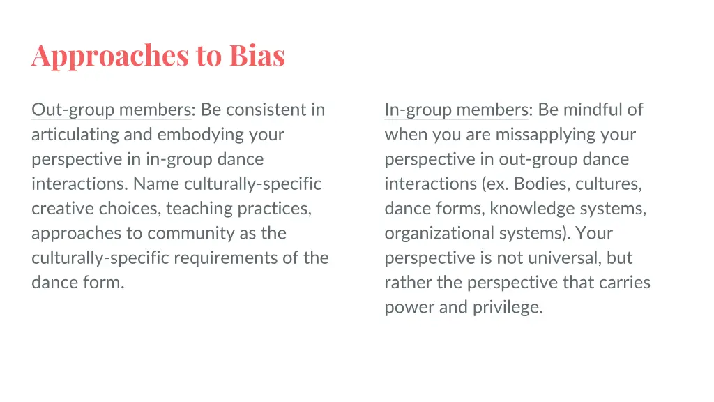 approaches to bias