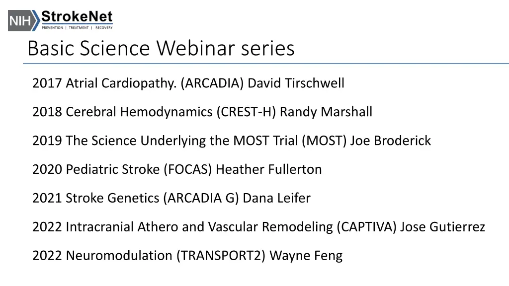 basic science webinar series