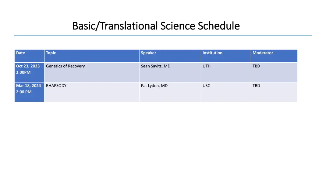 basic translational science schedule basic