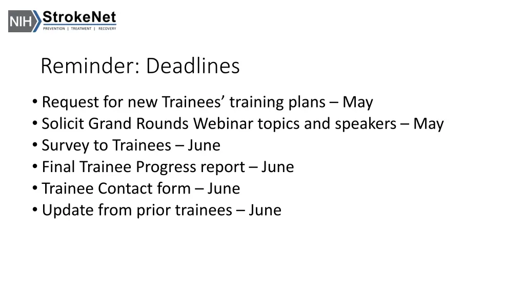 reminder deadlines