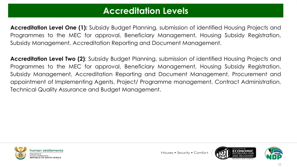accreditation levels