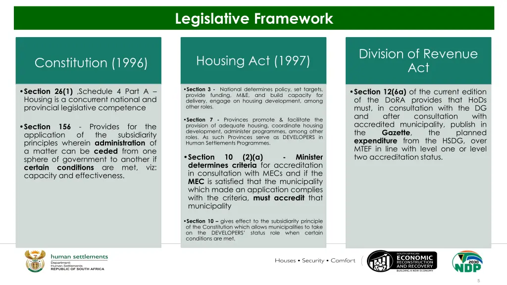 legislative framework