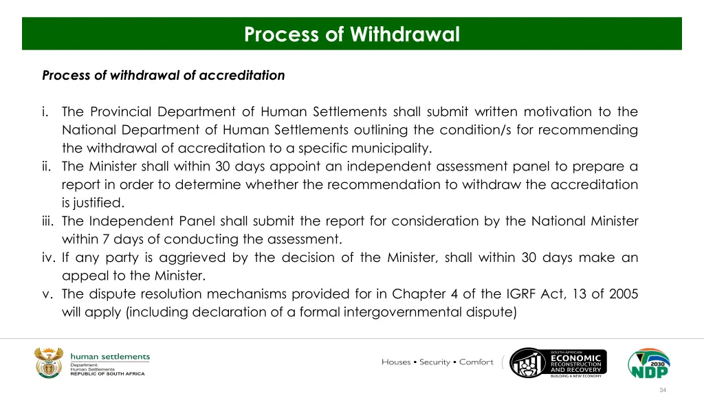 process of withdrawal