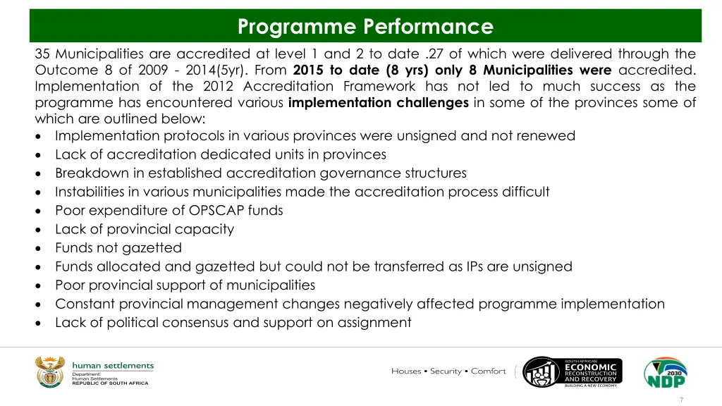 programme performance