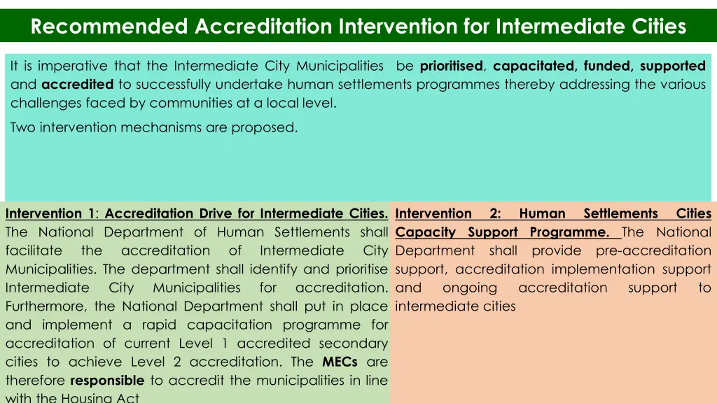 recommended accreditation intervention