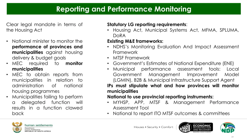 reporting and performance monitoring