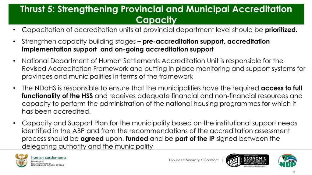 thrust 5 strengthening provincial and municipal