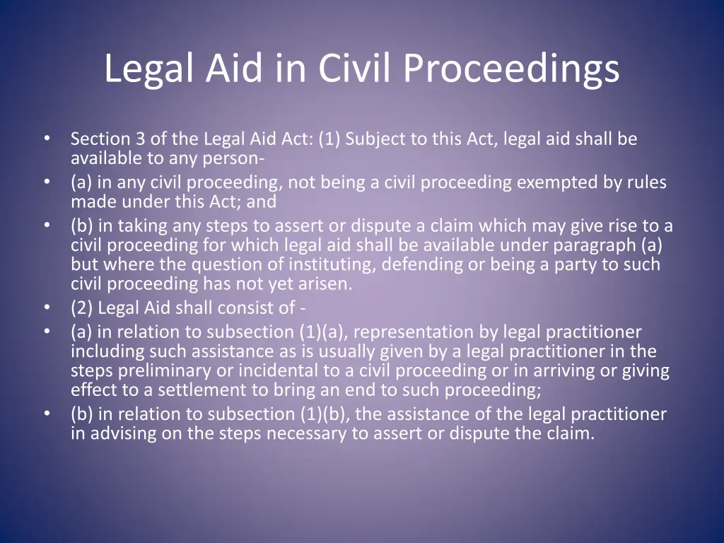 legal aid in civil proceedings