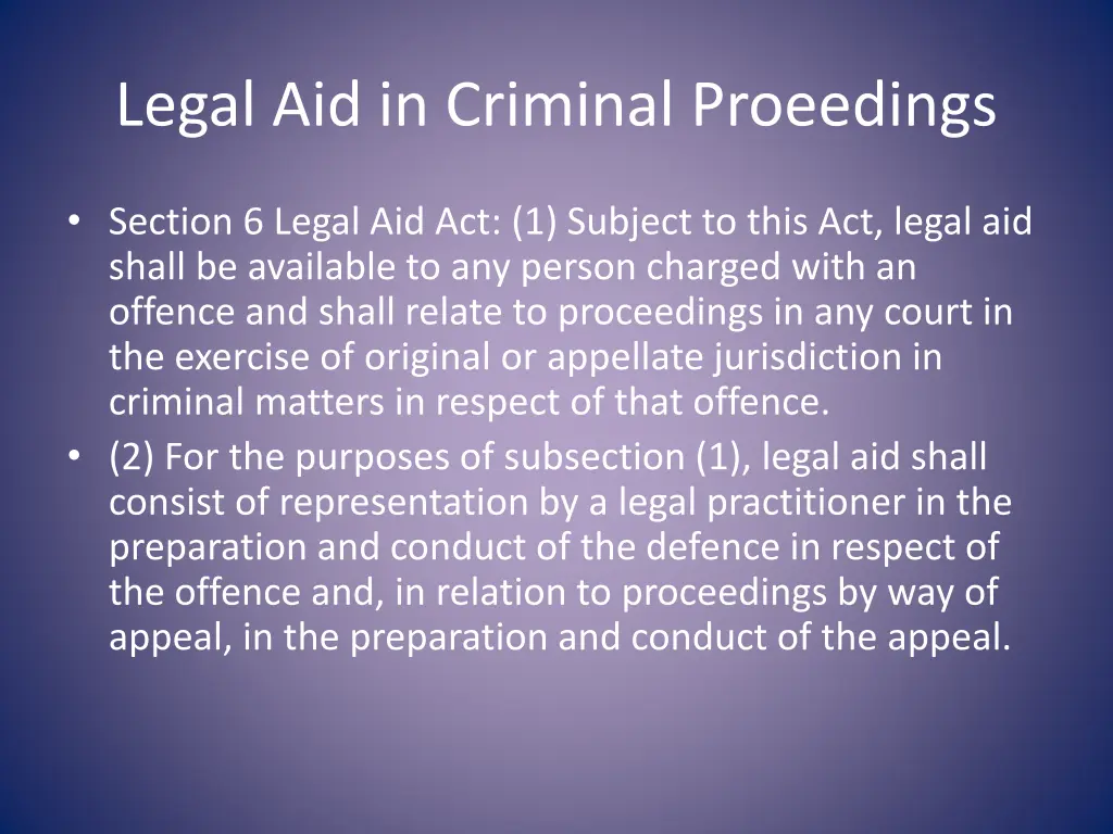 legal aid in criminal proeedings