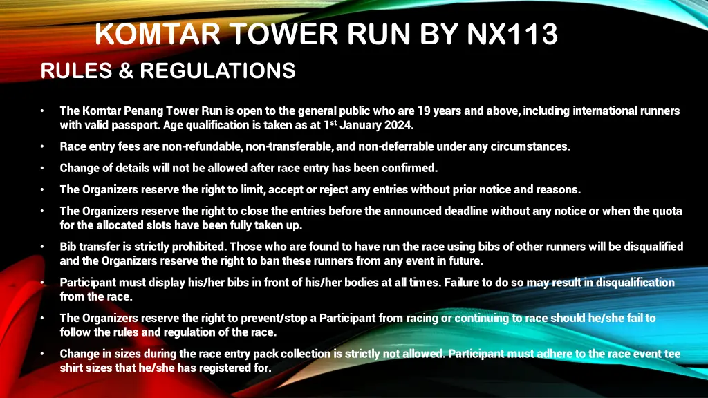 komtar tower run by nx113 rules regulations